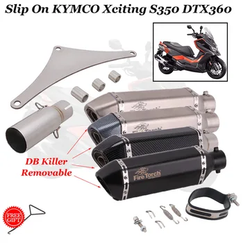  Для Kymco XcitingS350 Мотоциклетная Выхлопная система Модифицированная Соединительная Труба С Moto Escape Slip-On Для KYMCO Xciting S350 DTX360 DT X360