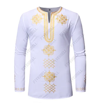  2023, Мужская рубашка с принтом в африканском стиле Дашики, Уличная Повседневная Африканская одежда, Мужские облегающие рубашки с длинным рукавом, Camisas