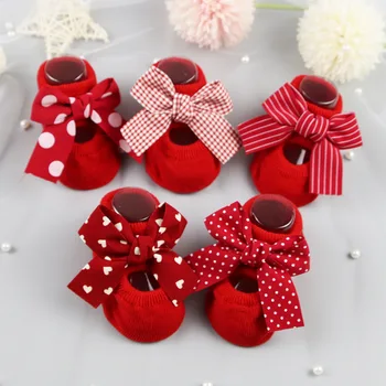 2021 Хлопчатобумажные носки для новорожденных с бантом, Противоскользящие носки Для младенцев На резиновой подошве, Носки для девочек, Носки для мальчиков, Весна-Осень