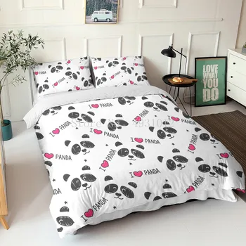  Комплект постельного белья с Рисунком Панды из мультфильма 3D, Пододеяльник с принтом милых животных, Комплекты Постельного белья одного размера 