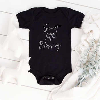  Летний комбинезон для новорожденных Sweet Little Blessing из 100% хлопка, детские вещи для новорожденных, Боди, Черная одежда для маленьких девочек