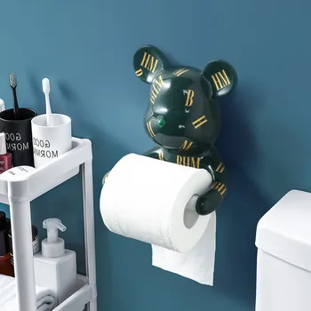  Забавный мишка, Настенный держатель для салфеток, Статуэтка Медведя из смолы, Настенный декор, Бумажный держатель для туалетных полотенец, Держатель для салфеток, Набор для ванной комнаты