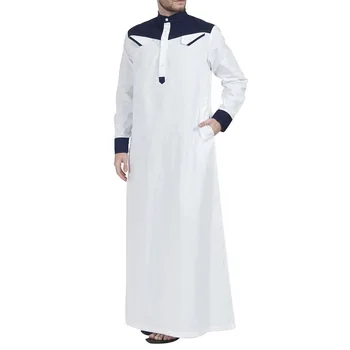  Популярные исламские мужчины Джубба Тобе Элегантный Стиль Мусульманский Мужской Халат Абайя Кафтан Пакистан Турция Саудовская Молитвенная одежда для Рамадана