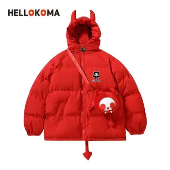  Хлопковая одежда Devil, зимний свободный летный костюм tide high street, хлопковая куртка в стиле японского колледжа, мужская и женская зимняя