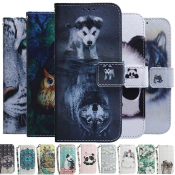  Чехол с 3D рисунком животных для Xiaomi Mi 10T Pro Lite Poco X3 NFC, панда, собака, кошка, тигр, лев, раскрашенная книга, откидная кожаная крышка телефона