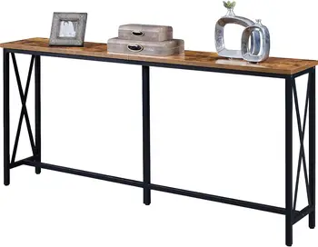  Дюймовый консольный столик, удлиненный стол для прихожей с металлическим каркасом и Х-образным дизайном, узкий диван-столик для гостиной и прихожей