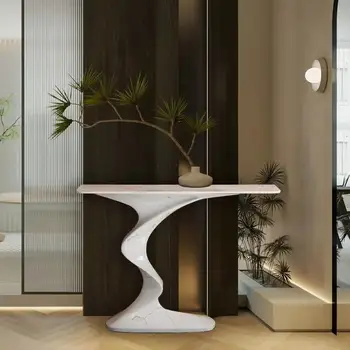  Легкая роскошная консоль для прихожей, дизайнерский стол для прихожей, минималистичный домашний вид сбоку, настенное украшение 