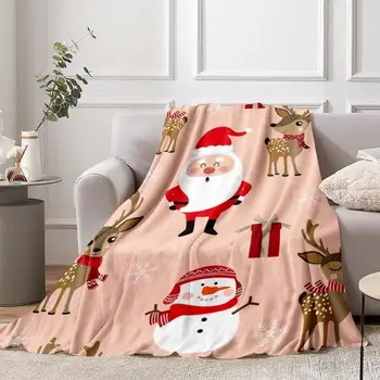  Праздничное Одеяло для отдыха, Уютные Рождественские Фланелевые Одеяла Высокой плотности с мультяшными узорами и Праздничные подарочные накидки для Детей