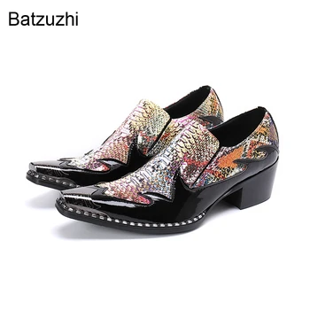  Batzuzhi/ Роскошные Дизайнерские Мужские Кожаные Модельные туфли с Острым металлическим носком, Кожаные Деловые туфли для мужчин, Вечерние и свадебные, US6-12