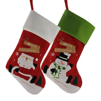  2 шт./компл. Рождественские чулки, носки, пакет конфет, подарок для детей, Новогодний Снеговик, Санта, Рождественский Подвесной орнамент, подарок для вечеринки, красный носок для дома
