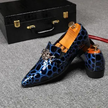  2022 Новая Высококачественная Мужская Обувь из Воловьей кожи с Крокодиловым Узором из Натуральной Кожи в британском Деловом стиле с Острым Носком, Дышащие Свадебные Туфли