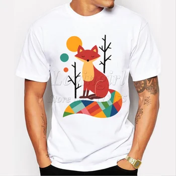  мужская яркая футболка с принтом лисы 2019, футболки с забавными животными, топы