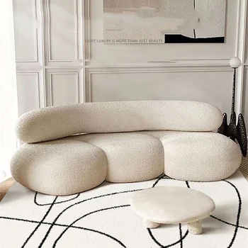  Индивидуальный современный диван из овечьей шерсти, Изогнутый в середине века, Длинный Крошечный Диван для дома, Комфорт для чтения, Европейская Большая Мебель для салона Канапе