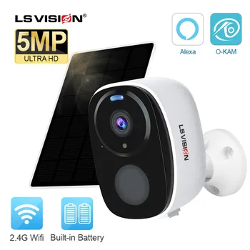  LS VISION 2K Камера с солнечной батареей, Открытый WiFi, Беспроводной PIR-Прожектор, Камера безопасности, двустороннее аудио, Цветное Ночное видение