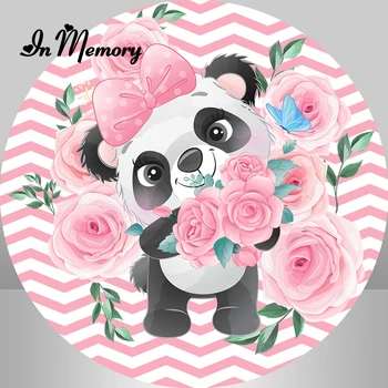  На память Круглый Круг, Розово-белые Полосатые цветы, Милые Фоны с пандами, фотографии Маленьких девочек на 1-й день рождения