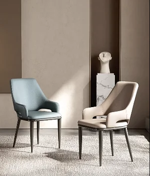  Стулья для обеденного стола в итальянском стиле, легкие роскошные обеденные стулья, современные и минималистичные домашние стулья со спинкой, обеденные стулья из скандинавской кожи