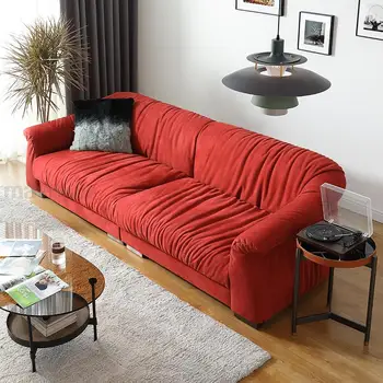  Современный минималистичный Ленивый диван На заказ Для Маленькой Квартиры Красный Фланелевый Диван 3 Местный Угловой диван для гостиной Кресло Мебель Для дома