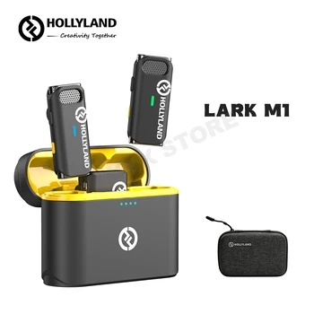 Hollyland Lark M1 Duo 600ft Беспроводной микрофон с зарядным чехлом Портативный Мини-микрофон на лацкане для записи Аудио и видео для телефонов