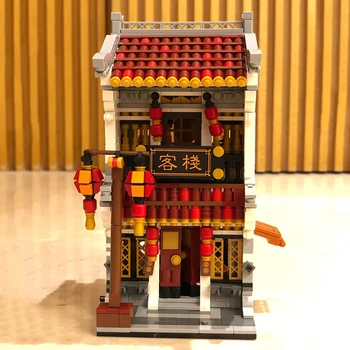  3D модель DIY, мини-блоки, Кирпичи, Здание Древней китайской архитектуры, Ресторан, Жилой Отель, Место отдыха, Игрушка для детей