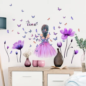  Mamalook-Водонепроницаемая настенная наклейка с бабочкой-тюльпаном и рисунком из ПВХ, съемная самоклеющаяся, подходит для спальни, гостиной
