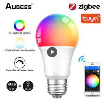  Умный Дом E27 Лампа Zigbee Rgb Led С Регулируемой Яркостью 12 Вт 15 Вт 18 Вт Поддержка Alexa Google Home Умная Лампочка Таймер Tuya