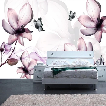  beibehang Пользовательские обои настенная роспись сиреневый цветок 3d прозрачный цветочный тв фон настенная бумага de parede 3d обои Home Decora