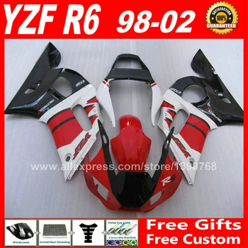  Подходит для YAMAHA R6 комплект обтекателей YZFR6 1998 1999 2000 2001 2002 красный белый 98 99 00 01 02 комплекты обтекателей