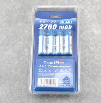  20 шт./лот Trustfire AA 2700 мАч 1,2 В Перезаряжаемый NI-MH Аккумуляторный элемент Для Игрушек MP3-Камер С упаковочным Чехлом NiMH Аккумуляторы
