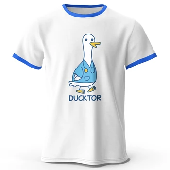  Классическая футболка из 100% хлопка с принтом Ducktor (Утиный доктор) и забавным дизайном для мужчин и женщин, спортивная одежда, топы, тройники