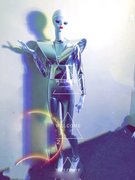  Future technology Вечеринка в ночном клубе silver dance костюм для выступления в баре ночного клуба gogo