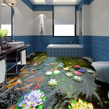  wellyu Custom Flooring 3D Фото обои Декоративная Живопись Высокой Четкости Китайский Карп Серии Lotus Pond 3D Обои для рабочего стола