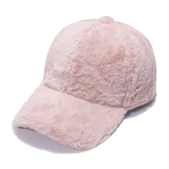  Шляпа Женская корейская зимняя теплая бейсболка из кроличьего меха, Приливная зимняя уличная утолщенная однотонная шапка из перьев для отдыха