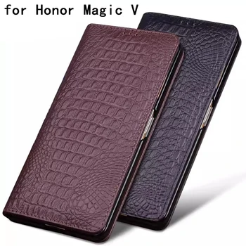  Оригинальный чехол из натуральной кожи для Honor Magic V Carcasa Бизнес-флип магнитный чехол для телефона Huawei Honor MagicV Funda Coque
