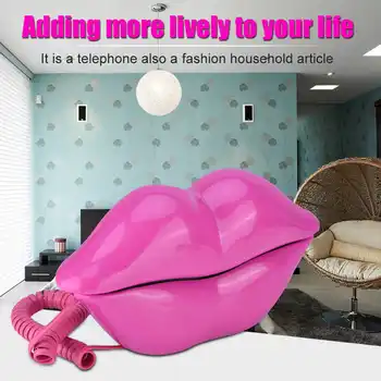  Забавные розово-красные губы, пластиковый телефонный провод, Стационарный телефон, украшение для дома, телефон