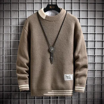  Модный черный свитер в стиле Харадзюку, мужская уличная одежда в стиле ХИП-хоп, Пуловер с длинными рукавами оверсайз 2023, осень-весна