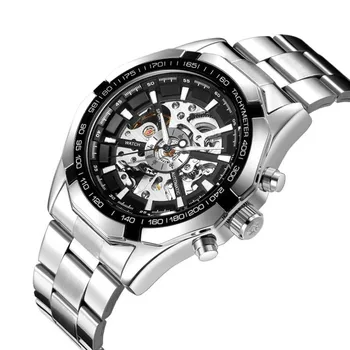  Предложения Lightning 2020 Мужские часы со скелетом Модные мужские часы из нержавеющей стали Автоматические механические часы Бесплатная доставка В наличии