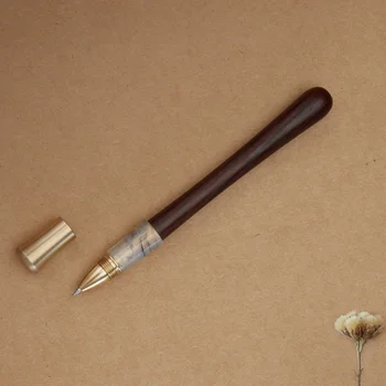  Ручка для подписи на водной основе из красного Сандалового дерева, латуни, нефрита, креативная нейтральная Гелевая ручка, подарок