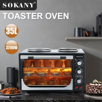  Тостер объемом 35 л, многофункциональный, с возможностью запекания, поджаривания тостов и бройлеров, 3200 Вт, таймер и автоматическое отключение