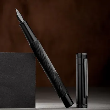  Авторучка Hongdian 1860 max Forest из углеродного волокна, ручка с черными наконечниками EF F M, школьные принадлежности, офисные деловые чернильные ручки для письма, Подарки