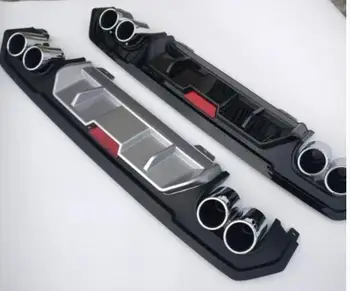  ABS Специальная 4-х выходная труба Черная Грунтовка для губ заднего бампера автомобиля Автомобильный диффузор для Honda civic 2016 2017 2018