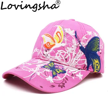  LOVINGSHA/ Модная весенне-летняя бейсболка с вышивкой бабочки и красочным цветком, женская бейсболка с защитой от солнца, женская шляпа в стиле хип-хоп, B308