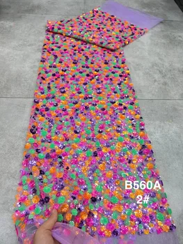  Новейшая Африканская Многоцветная Кружевная ткань с блестками Высокого Качества 2023 Французская Сетчатая Кружевная ткань Нигерийские кружевные ткани Для Свадебной вечеринки