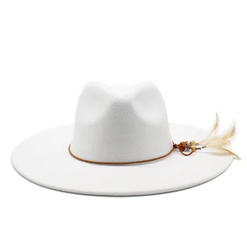  винтажная женская шляпа 2022, фетровая часовня, пляжная мужская панама, фетровые шляпы с широкими полями, шляпы с цепочкой, элегантный чародей, черное перо, новинка