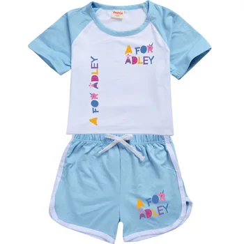  Комплект с футболкой и шортами для детей от Adley, Повседневный Спортивный костюм, Пижама для маленьких девочек, Детский наряд на День рождения, детская летняя футболка 100-170 см
